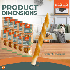 Pure Breed 50 Pack Chicken Dog Treats | Rawhide Twist Chew Sticks for Dogs & Puppies | Meaty Twist Dog Chews in Savoury Chicken Flavour | Low Fat, High Protein Dog Snacks | Long Lasting Puppy Chews for Training Rewards, Travel & Boredom Busting Indoor or