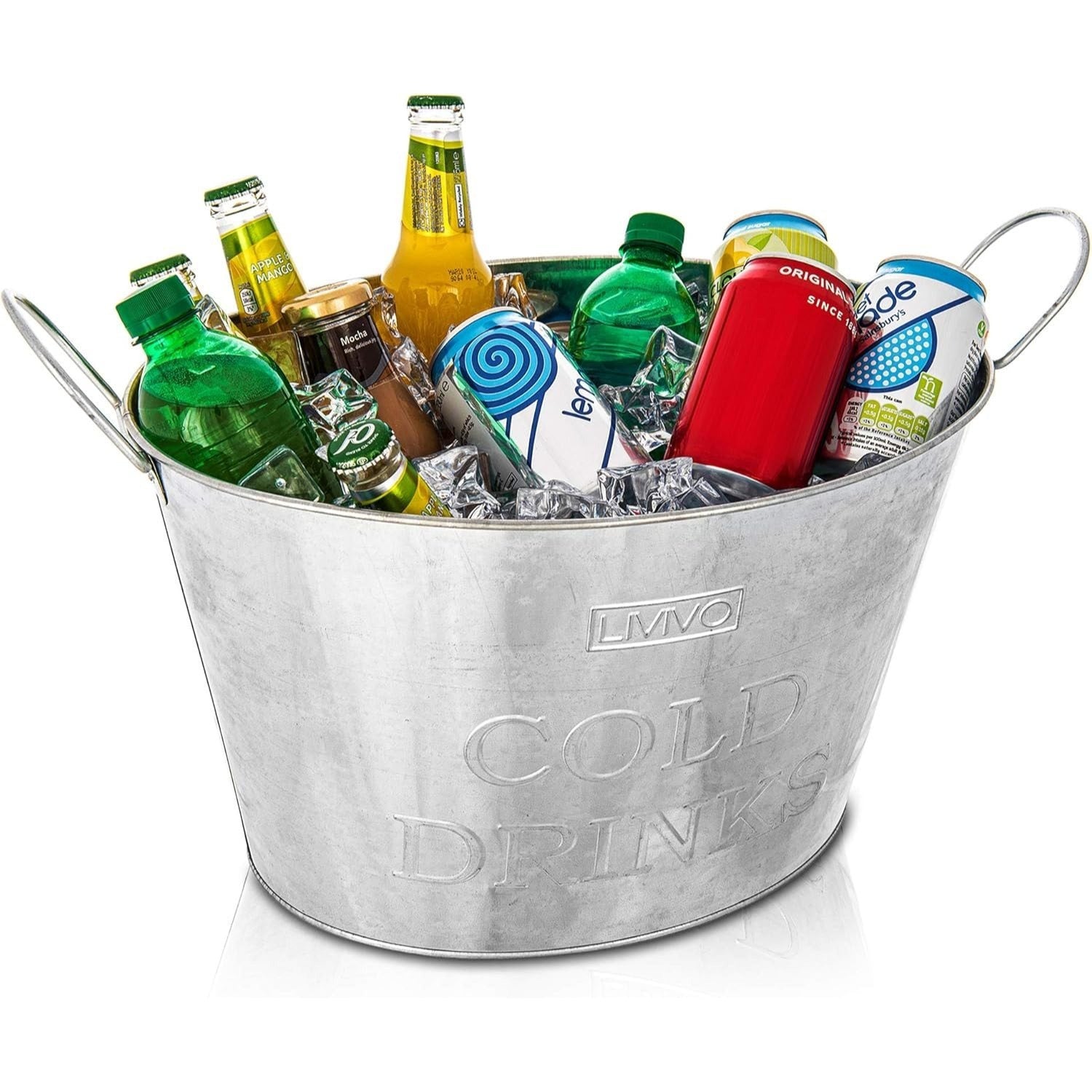 LIVIVO Galvanised Steel 24L Drinks Ice Cool Bucket with Handles - Great for Parties, BBQs and Bars Cooling Bottles, Cans of Beer or Soft Drinks