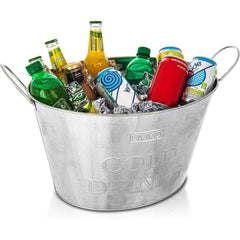 LIVIVO Galvanised Steel 24L Drinks Ice Cool Bucket with Handles - Great for Parties, BBQs and Bars Cooling Bottles, Cans of Beer or Soft Drinks