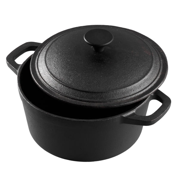 1PC Heavy Duty Double Striped Cast Iron Pot | Black Household Cast Iron Pot | with Double Ears, Suitable for Camping, Picnicking, Kitchen Cooking, Size 24 * 24 * 11cm