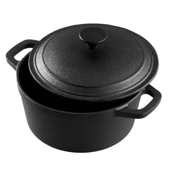 1PC Heavy Duty Double Striped Cast Iron Pot | Black Household Cast Iron Pot | with Double Ears, Suitable for Camping, Picnicking, Kitchen Cooking, Size 24 * 24 * 11cm