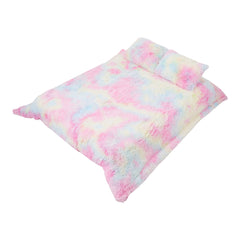 3-Piece Fluffy Tie Dye Duvet Cover Set - Pink Dreamy Princess Style, Romantic Enchanted Glamorous Bedding (1 Duvet + 2 Pillow Shams, No Insert, Easy Care)