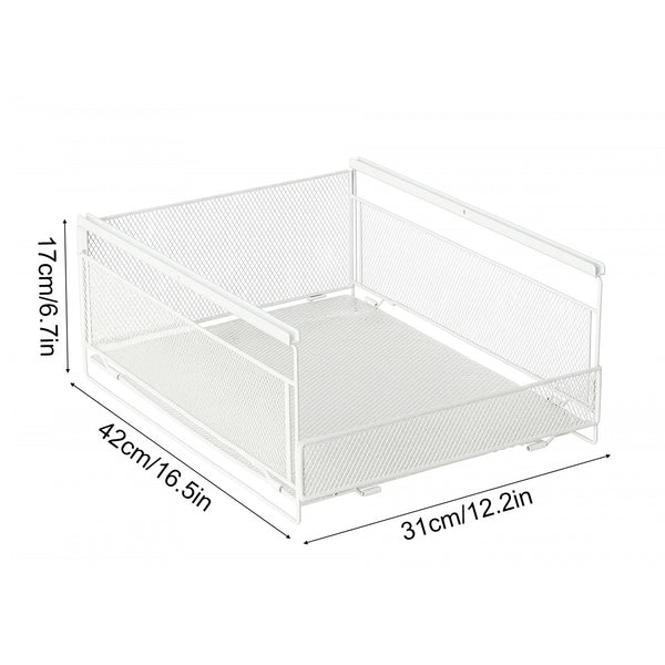 3pcs Stackable Wire Metal Frame Organizer for Wardrobe, Foldable and Stackable Metal Wire Storage Basket, Layered Pull-Out Drawer Organizer, Dormitory Storage Basket, Clothes and Clothing Basket, Partitioned Drawer Style Closet