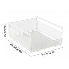 3pcs Stackable Wire Metal Frame Organizer for Wardrobe, Foldable and Stackable Metal Wire Storage Basket, Layered Pull-Out Drawer Organizer, Dormitory Storage Basket, Clothes and Clothing Basket, Partitioned Drawer Style Closet
