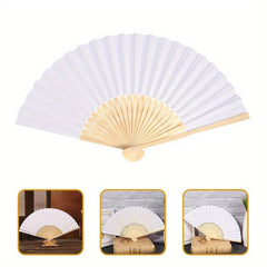 10pcs White Paper Bamboo Folding Fan Handheld Folded Fan for Wedding Party Decoration Calligraphy Painting Practice Blank White Folding Fan, Creative Blank Printing Advertising Gifts