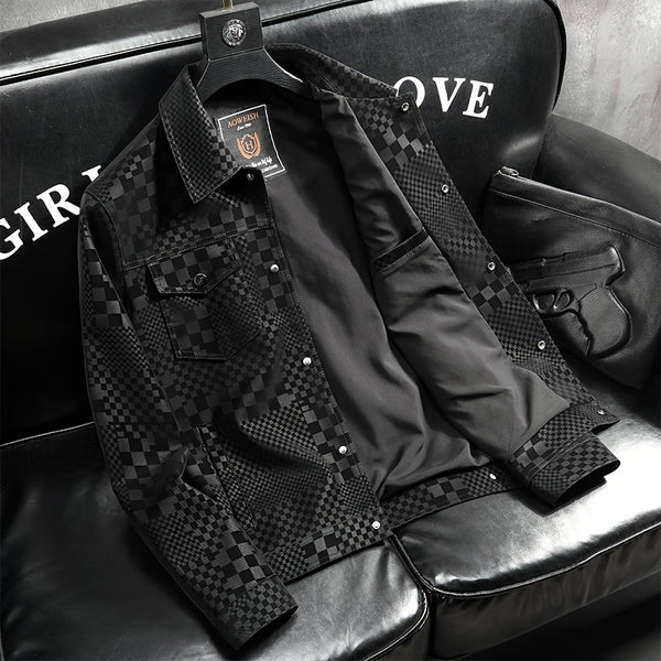 Men's Checkered Jacket with Lapel