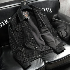 Men's Checkered Jacket with Lapel