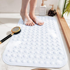 1pc Large Shower Mat – Non-Slip, Strong Suction Cups & Drain Holes, Quick-Dry, Machine Washable, Durable & Comfortable for Bathtub and Bathroom Floor Use