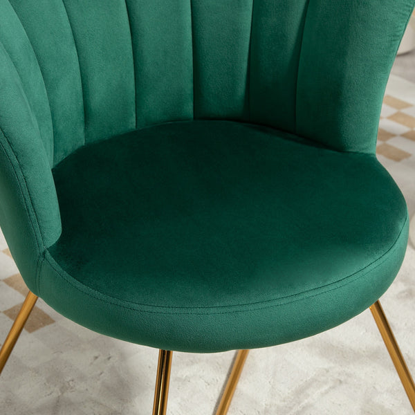 Modern Armchair, Velvet Tufted Accent Chair with Lotus Backrest, Occasional Chair with Steel Legs for Living Room, Bedroom