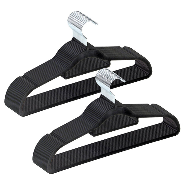 Velvet Hangers 30 Pack - Non-Slip Clothes Hangers with Tie Bar & 360° Hook - Durable & Sturdy, Space-Saving Wardrobe Organisers for Suits, Jackets & Clothes