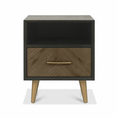 Bentley Designs Sienna Fumed Oak & Peppercorn One Drawer Nightstand, 2 Pack