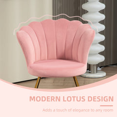 Modern Armchair, Velvet Tufted Accent Chair with Lotus Backrest, Occasional Chair with Steel Legs for Living Room, Bedroom
