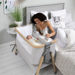 Tutti Bambini Cozee Air Bedside Rocking Crib, Oak & Silver