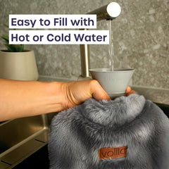 Hot Water Bottle - 2L Hot Water Bottle for Pain Relief, Hand and Foot Warmer - Luxury, Soft and Washable Hot Water Bag for Hot and Cold