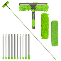 4M Window Squeegee Set Glass Cleaning Tool with Extension Poles & Washer for Indoor and Outdoor Use