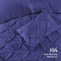 K&A® Pintuck Pinch Pleat Duvet Cover Set with Zipper Closure including Pillowcase – Ultrasoft Brushed Microfiber – Easy Care & Machine Washable