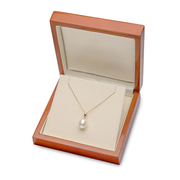 9Mm Cultured Freshwater White Pearl Pendant, 18Ct Yellow Gold