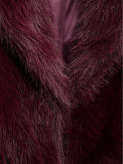 PEACHYZL Women'S Elegant Faux Fur Coat - Thickened Winter Jacket with Plush Lining, Loose Fit Long Sleeve Coat for Fall/Winter, BrownRed/