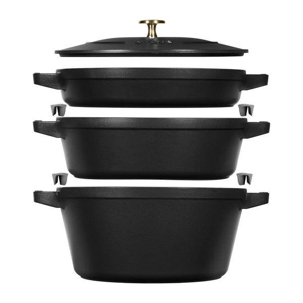 STAUB Stackable 3 Piece Pot Set in 3 Colours