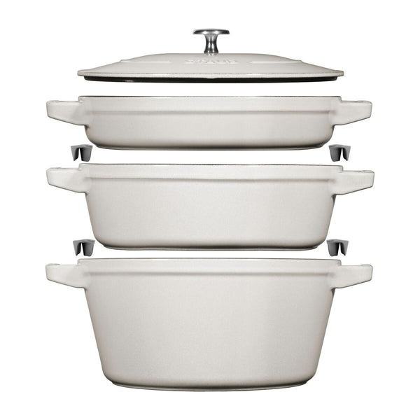 STAUB Stackable 3 Piece Pot Set in 3 Colours