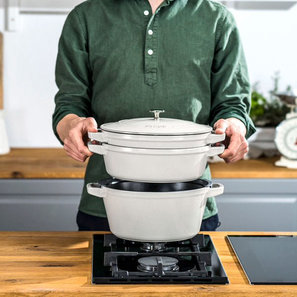 STAUB Stackable 3 Piece Pot Set in 3 Colours