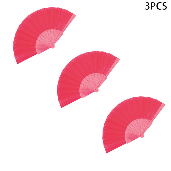 3Pcs Hand Fan Held Portable Spanish Dances Fabric Folding Party Wedding Gift
