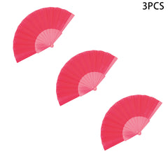 3Pcs Hand Fan Held Portable Spanish Dances Fabric Folding Party Wedding Gift
