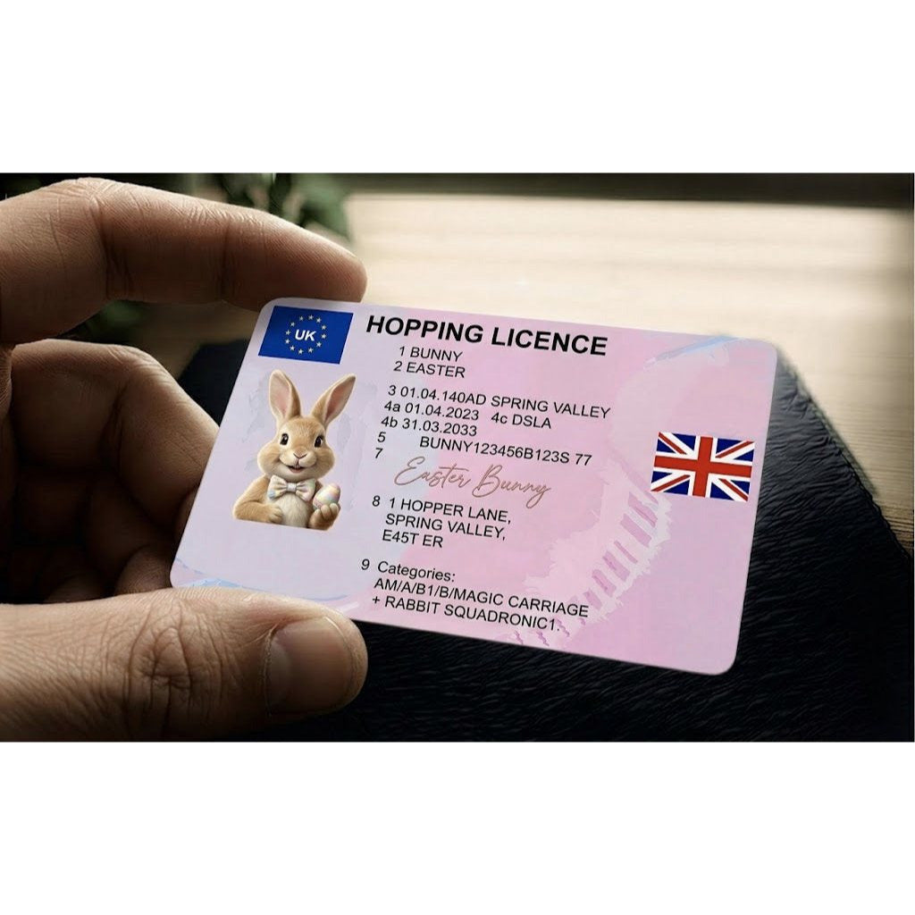 Easter Bunny Lost Hopping Licence - Fun Magical Keepsake - Premium Quality Plastic Card