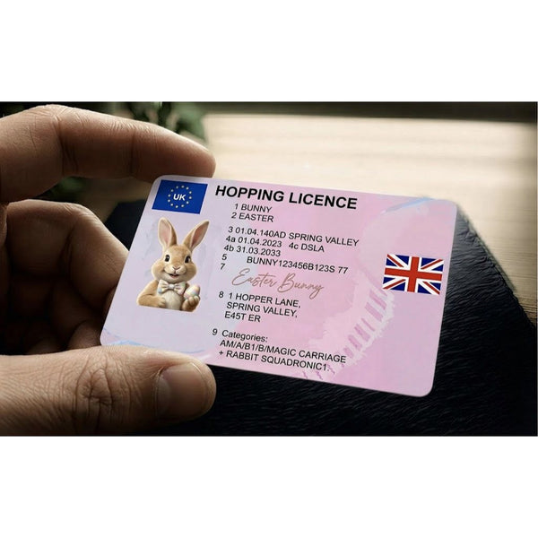 Easter Bunny Lost Hopping Licence - Fun Magical Keepsake - Premium Quality Plastic Card