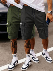 Set of 2 Men'S Summer Casual Woven Strap Cargo Shorts