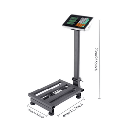 Maximum load-bearing capacity of 100kg, high-precision platform scale, durable dark gray stainless steel material, 40 x 30 x 70. The large scale surface can store unit price memory and accumulate 50g division values. It can store 5 unit prices and 99 cumu