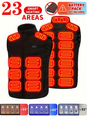 Men'S Solid Heating Vest, Casual Intelligent Electric Sleeveless Outwear, Men'S Clothing for Fall Winter Outdoor Activities ( Power Bank Is Not Included )
