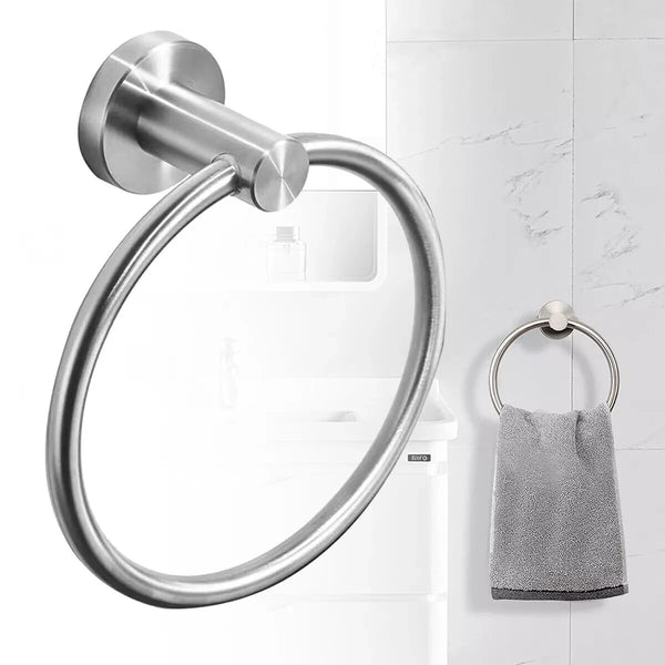 Hand Towel Ring Round Holder Wall Mounted Rail Kitchen Bathroom Stainless Steel