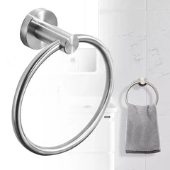 Hand Towel Ring Round Holder Wall Mounted Rail Kitchen Bathroom Stainless Steel