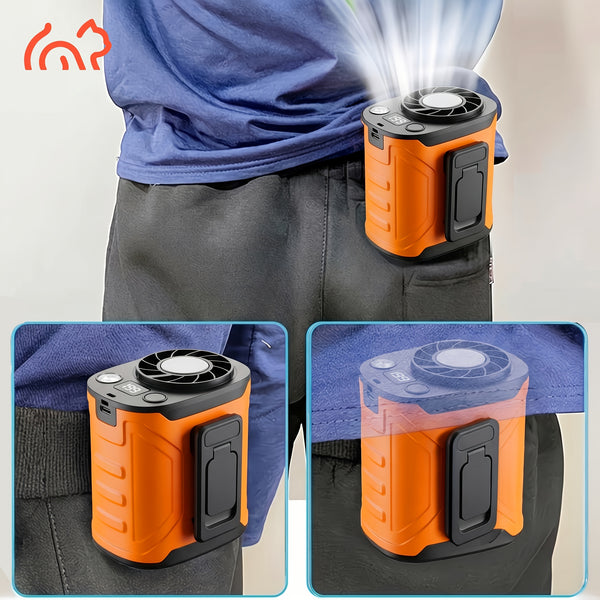 Rechargeable Waist Fan, 5-In-1 Portable Clamp Fan, 199 Speed Settings, with LED Digital Display, Night Light, 5 Blades, Lightweight And Quiet Personal Fan, Father'S Day Gift, Suitable for Office, Walking, Traveling And Outdoor Work