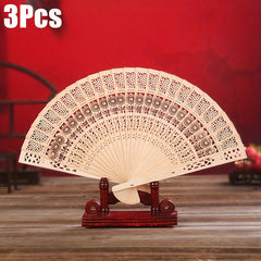 3pcs Sunflower Sandalwood Fans Hand Held Folding Fans Wooden Openwork Personal Handheld Folding Fans for Shower Wedding Party Favors