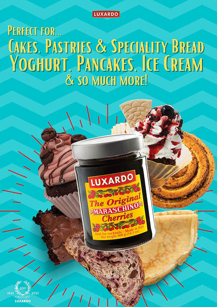 Luxardo Maraschino Cherries 400G (14.1 Oz) | Candied Marasca Cherries Soaked in Luxardo Marasca Cherry Syrup | the Ultimate Cocktail Cherry, Used in the Worlds Best Bars