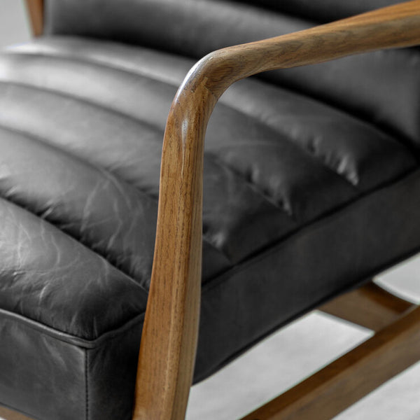 Gallery Datsun Antique Ebony Leather Armchair