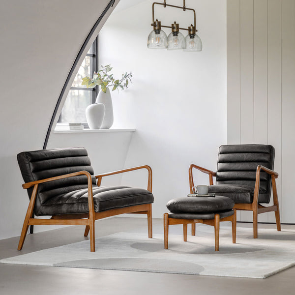 Gallery Datsun Antique Ebony Leather Armchair