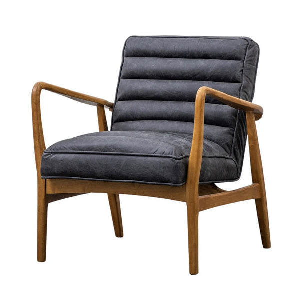 Gallery Datsun Antique Ebony Leather Armchair