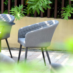 Maze Ambition 7 Piece Oval Dining Patio Set + Cover (in Grey)