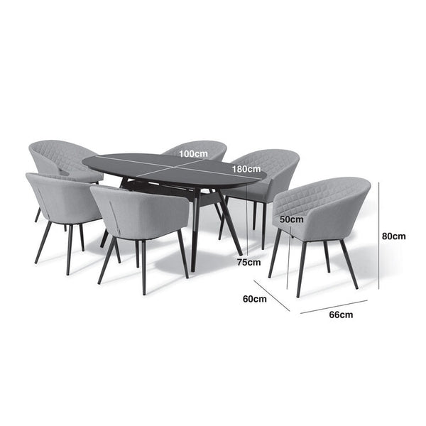 Maze Ambition 7 Piece Oval Dining Patio Set + Cover (in Grey)