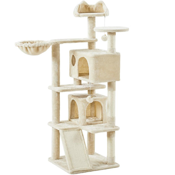 Costoffs Cat Tree, Cat Tree Tower, 145cm Multi-Level Cat Tree Tower with 2 Condos, Dangling Balls, Ladder, Sisal Scratching Posts, Round Platform, Cosy & Stable Indoor Cat Kitten Furniture, Activity Centre, Scratching Tree