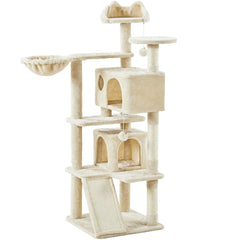 Costoffs Cat Tree, Cat Tree Tower, 145cm Multi-Level Cat Tree Tower with 2 Condos, Dangling Balls, Ladder, Sisal Scratching Posts, Round Platform, Cosy & Stable Indoor Cat Kitten Furniture, Activity Centre, Scratching Tree