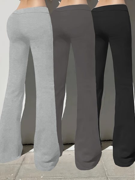 European and American Spring/Summer New Fashion Women's Bottoms: Flared Straight-Leg Pants with Classic English Text Print, Daily Casual Butt-Lifting Peach Butt Long Pants, Three-Piece Set