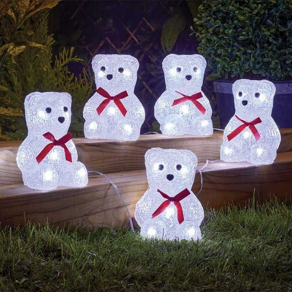 Marco Paul 5 Pack LED Robins Christmas Decorations Battery Operated String Lights with Auto Timer Indoor & Outdoor Festive Xmas Bird Ornaments Novelty Seasonal Home Décor