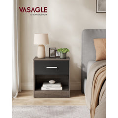 Bedside Table, Side Table with Drawer, Handle, Open Compartment,Easy Assembly, Perfect for Living Room or Bedroom
