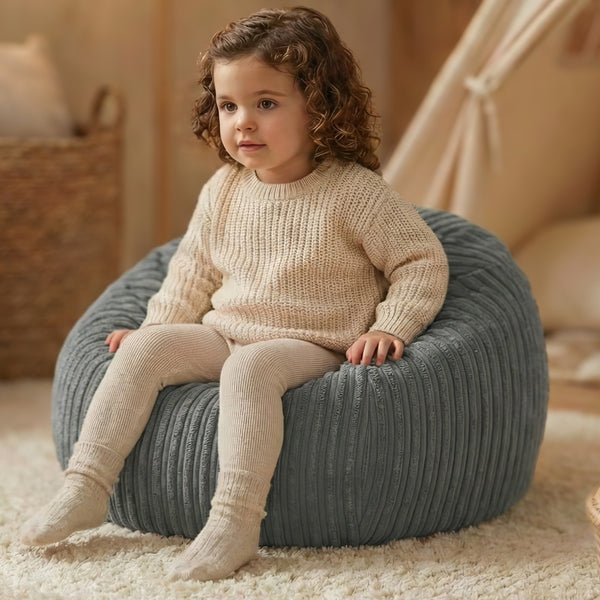 Corduroy Kids Bean Bag Chair with Filling Included - Lightweight Comfortable Beanbag Seat - Machine Washable Childrens Beanbag Furniture for Girls & Boys - 67 x 52cm