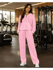 Women'S Soft Touch Tracksuit Set, Zip Up Hooded Jacket & Joggers, Casual 2pcs Lounge Wear Co Ord Outfit, Casual and Sports Wear, Gym Wear Street Wear