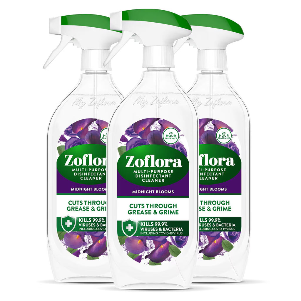 Zoflora Midnight Blooms Multi-Purpose Disinfectant Cleaner, 3 X 800Ml